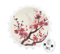 Japanese Spring Plum Floral Bottle Opener Fridge Magnets Decorative Refrigerator Magnet Beer Openers Funny Magnetic Bottle Opener Wall Mounted Corkscrew for Home Bar Kitchen Party Use
