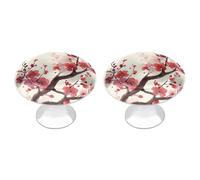 Japanese Spring Plum Floral Cabinet Knobs, 2-Pack Silver Stainless Steel Drawer Pulls with Screws, Elegant Hardware for Dressers, Kitchen,Cabinets & Desks