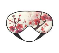 Japanese Spring Plum Floral Eyes Sleep Mask Adjustable Strap Sleeping Eye Mask Light Blocking Blindfold Eye Sleep Shade Cover Bedtime Blackout Eyeshade for Yoga Nap Travel