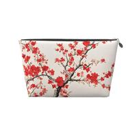 Japanese Spring Plum Floral Leather Travel Wash Bag, A Fashionable and Practical Makeup Organizer