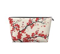 Japanese Spring Plum Floral Leather Travel Wash Bag, A Fashionable and Practical Makeup Organizer