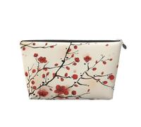 Japanese Spring Plum Floral Leather Travel Wash Bag, Stylish and Durable, Easy to Carry