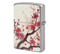 Japanese Spring Plum Floral Lighter Case Pouch Double-Sided Metal Lighter Sleeve Scratch & Drop Resistant Lighters Protector Fits Standard Kerosene Lighters Pocket Protective Cover for Camping Party