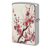 Japanese Spring Plum Floral Metal Lighter Case, Funny Lighter Cover Double-Side Print Vintage Cool Lighters Sleeve Lighters Accessories for Zippo Men Dad Husband Collect