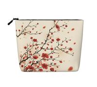Japanese Spring Plum Floral Multi Functional Single-Layer Linen Makeup Bag - Fashionable and Practical Cosmetic Storage Bag