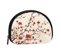 Japanese Spring Plum Floral Portable Mini Change Storage Bag, Stylish and Compact Coin Purse, Suitable for Daily Carrying