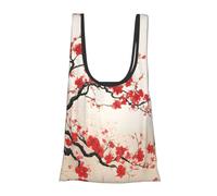 Japanese Spring Plum Floral Print Foldable Reusable Grocery Bag Lightweight Shopping Tote for Groceries Travel Beach Eco-Friendly Compact Adventure Tote
