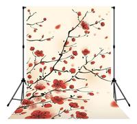 Japanese Spring Plum Floral Print Photo Studio Background 5x7ft Soft Photo Backdrop Curtain For Studio Content Creator Equipment