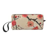 Japanese Spring Plum Floral Print Printed Makeup Bag Simple Travel Cosmetic Bags Waterproof Cosmetic Case Toiletry Bag Organizer for Women Mom Girls