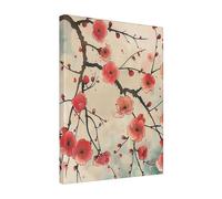 Japanese Spring Plum Floral Print Printed Wooden Framed Cotton Wall Art 40x50 CM, Modern Canvas Print Picture, Elegant Home Office Hotel Decor