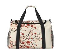 Japanese Spring Plum Floral Print Womens Sports Bags Travel Bag -Duffel Bags for Men,Small Medium Weekender Overnight Bags for Women,Sport Gym Bag