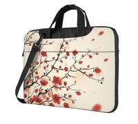 Japanese Spring Plum Floral Printed Waterproof Laptop Case Ultra-Thin Portable One-Shoulder Laptop Bag 600d Oxford 13in/14in/15.6in
