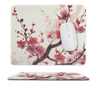 Japanese Spring Plum Floral Stitched Edge Mouse Pad