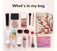 Japanese Spring Plum Floral - Themed Makeup Bag - Waterproof Hemp Cosmetic Pouch for Travel, Daily Use & Gifts (9.5x6.7x2in)