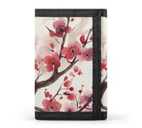 Japanese Spring Plum Floral Wallet,Credit Card Holder,Three-fold Wallet for Passport Covers, Purse Passport Bag for Men Women