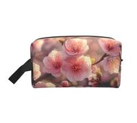 Japanese Spring Plum Floral Water-Resistant Travel Toiletry Organizer Bag, Large Capacity Portable Cosmetic Storage for Gym/Daily Essentials