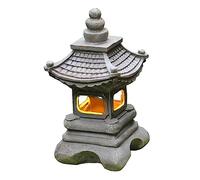 Japanese Stone Lantern Garden Lamp Solar Power Pagoda Lantern Tower Decorative Ornaments Garden Courtyard Resin Artifact Solar Lamp