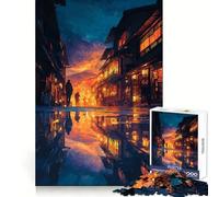 Japanese Street at Dusk with Reflections Adult Jigsaw Puzzle1000 Pieces Strong Logic Precise Connection Joyful Challenge Premium Gift (38x52cm)