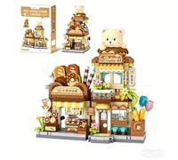 Japanese Street View Shop Building Blocks Set, Bear Bakery Building Kit