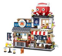Japanese Street View Takoyaki Shop Mini Building Blocks Set, 722 Pcs Creative Construction Micro Bricks Kit, Simulation Architecture Toy, Gifts Ideas for Kids Adults