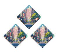 Japanese Streets Car Air Freshener, 3 Pcs Rhombus Hanging Air Freshener Cards, Long Lasting Fragrance Scented Cards for Car, Home, Office White-style
