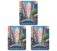 Japanese Streets Car Air Freshener, 3 Pcs Square Hanging Air Freshener Cards, Long Lasting Fragrance Scented Cards for Car, Home, Office Black-style