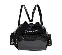 Japanese Student Large Capacity Itabag Backpack for Pin Display Cats Ears Clear Pocket Front Crossbody Shoulder Bag