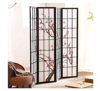 Japanese Style 4 Panels Folding Room Divider Screens 178cm Tall, Privacy Partition Wall Decor for Coffee Shop/Tea Room/Restaurant - Black Pine Wood Frame