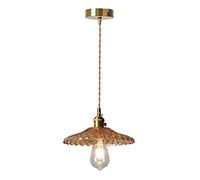 Japanese Style Amber Glass Pendent Lamp Nordic Brass Suspension Adjustable Small Chandelier for Single Head Bedroom Kitchen Island Light Fixtures Yearn for