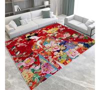 Japanese Style Area Rug Rugs For Living Room Bedroom 80 X 150 Cm Red Kimono Girl Floor Mat Printed Design Soft Rugs Large Carpet For Dining Home Office Kitchen,60 X 90 Cm