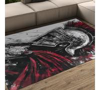 Japanese Style Area Rug with Warrior Print Washable for Bedroom 160x200cm