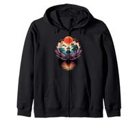 Japanese Style Art Lotus Flower Gardening Zip Hoodie