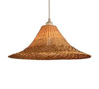 Japanese Style Bamboo Wicker Rattan Lamp Shades Ceiling Pendant Light Fixtures Hand- Woven E27 Height Adjustable Hanging Lamp Restaurant Lobby Staircase Lighting