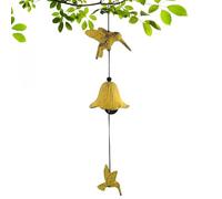 Japanese Style Cast Iron Chime - Hummingbird Bird Mysterious South America | Temple Style Total Length 42 cm | Ideal Yard Decor Balcony Chime, Metal Iron + Aluminium