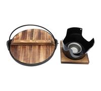 Japanese Style Cast Iron Sukiyaki Pot with Handle for Camping