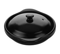 Japanese Style Ceramic Casserole Pot 600ml with Lid, Black | Clay and Iron Build, Flat Base and Thick Handle, for Soup Rice, Porridge, Table Serving