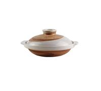 Japanese Style Ceramic Donabe Clay Pot - Versatile Round Casserole Dish with Lid Oven Safe - Authentic Earthenware Stew Pot for Braised Chicken, Rice and Nutritious Soup - Fast Heating,600ml,White