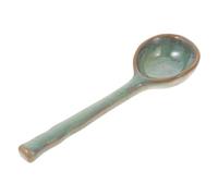 Japanese Style Ceramic Soup Spoon Green Ergonomic Handle