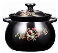 Japanese Style Clay Pot with Lid, Ceramic Casserole for Shabu Shabu, Hot Pot, Bibimbap, Soup and Oven Cooking,5.5L,Black