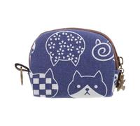 Japanese Style Coin Purse Canvas Change Bag for Ladies and Cats | Vintage Animal Pattern, Keeps Id Cards and Business Cards Together, Travel Insert, Cute Colors Random Style