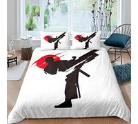 Japanese Style Comforter Cover Taekwondo Design Bedding Set Black White Red Duvet Cover for Children Kids Boys Girls Japanese Flag Bedspread Cover Room Decor Bedclothes Single Size