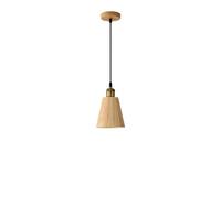 Japanese-Style Conical Solid Wood Light Minimalist Natural Wood Color Iron Hanging Lamp Dimmable Led Chandeliers Dining Table and Tea Room Decorative Lighting Fixtures/5.51In/14Cm