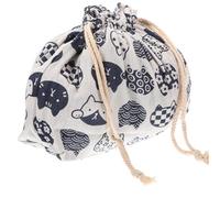 Japanese Style Cotton Linen Drawstring Lunch Bag Reusable Bento Holder