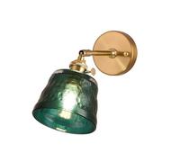 Japanese Style Dark Green Wall Sconces/Literary Hammered Glass Wall Lamp/Living Room Bedroom Balcony Mirror Front Bedside Wall Lights/LED H65 Brass Lighting Fixture