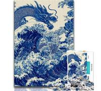 Japanese Style Dragon Jigsaw Puzzles for Adults Teenagers Jigsaws Puzzle,Relax Games Is Ideal As A Gift for The Whole Family (75x50cm)