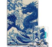 Japanese Style Dragon Jigsaws 1000 Pieces for Adults,Challenging Game And Family Play with Fully Interlocking Randomly Shaped Pieces 38x26cm