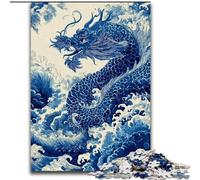 Japanese Style Dragon Jigsaws Puzzles 1000 Pieces for Adults Gifts, Pattern Assembly Fun at Home Activities, Birthday Present,Travel Gifts (26x38cm)
