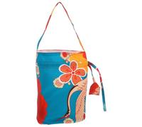 Japanese Style Drawstring Cosmetic Bag for Women with Green Floral Crane | Polyester Storage Pouch, Elegant Daily Commuting Gift, Holds Coins, Mirror, Keys and Hair Accessories