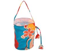 Japanese Style Drawstring Cosmetic Bag with Green Floral Crane Pattern | Polyester Pouch, Lightweight Closure for Hair Accessories and Lipstick, Daily Commuting Gift