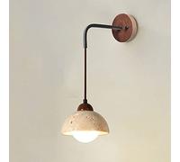 Japanese Style E27 Semicircle Wall Sconces with Natural Stone - Bedroom Bedside Lights for Interior Decoration - Living Room and Clothing Store Wall Mount Lamp Fixtures